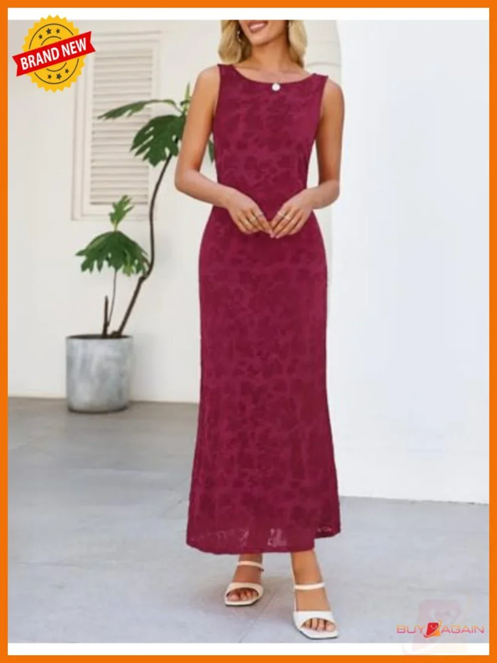 Women's Floral Bodycon Maxi Dress Sleeveless Tie Waist Formal Party